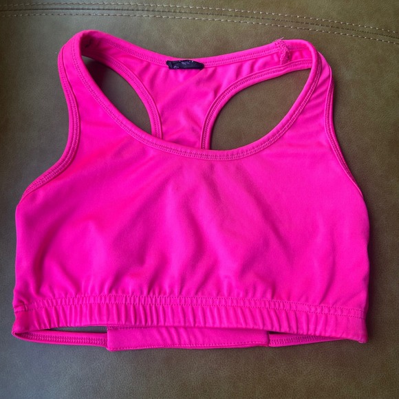 Material Girl Active Hot Pink‎ Racerback Sports Bra Cutout Back Size S - Picture 1 of 4